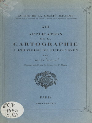 cover image of Application de la cartographie à l'histoire de l'indo-aryen